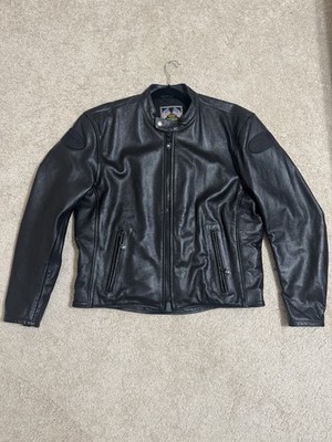 Vanson Leathers Men's Black Cafe Racer Leather Jacket Size Large 