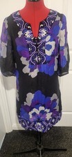 Vintage Y2K Bohemian, Fairycore 100% Silk Knee Le Gth Dress 12 Unworn, Embroided