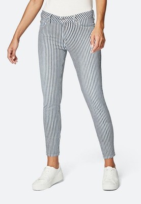 Mavi Damen Jeans Nicole Mid-Rise,Super Skinny Summer Stripe Weis/Blau W30 L32
