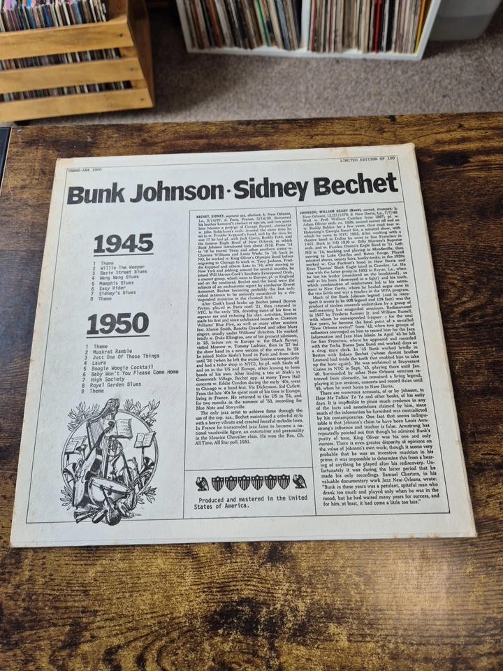 Bunk Johnson - Sidney Bechet - Live & Lively 1945-1950 - Limited Edition  - EX - Image 2 of 4