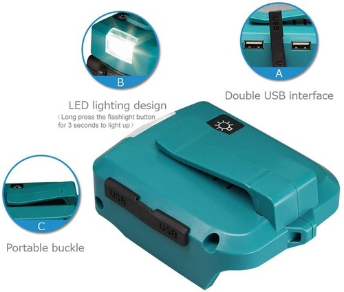 USB Charger Adapter For Makita 14V-18V Batteries – ADP05 Style, Black, 1-Year Warranty