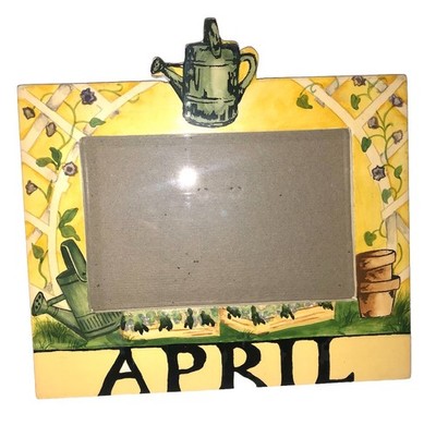 Vtg Exposures APRIL Monthly Hand Painted Picture Photo Frame 4x6 Flowers Spring
