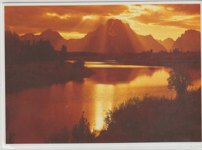 Grand Teton National Park, Sunset, Oxbow Bend Vintage Postcard Unposted 2U61