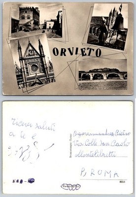 Vintage Orvieto Italy Multi-View Postcard - Duomo, Palazzo, Bridge - Posted