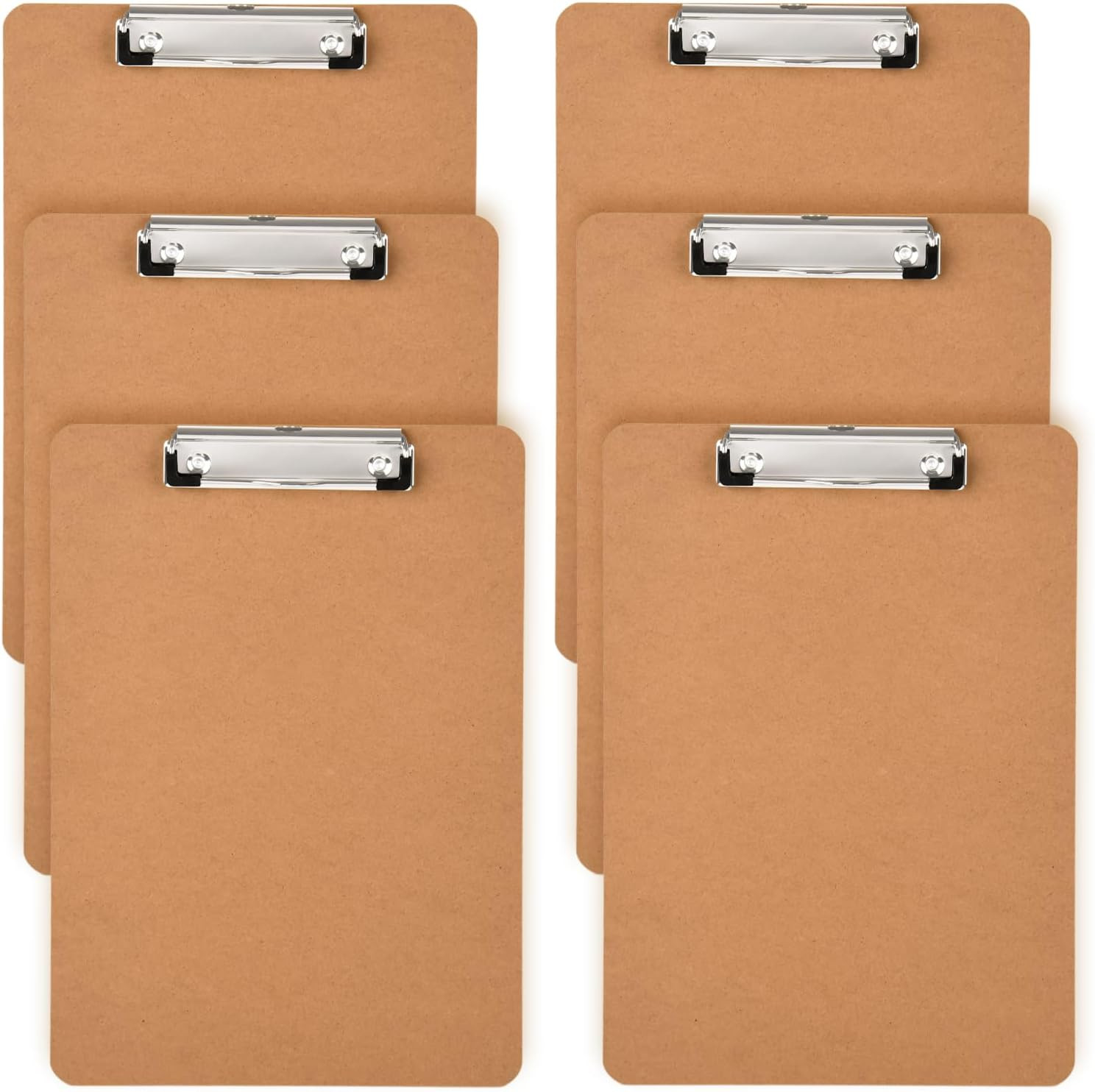 6 Pack Hardboard Office Clipboard, Letter-Size Clipboard with Low Brown