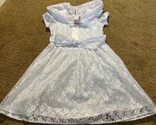Vintage Rose Cottage Girls S White Dress Formal Flower Girl First Communion Lace