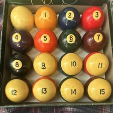 Vintage Complete Billiard Ball Set Numbered Striped  Solid Balls in Box