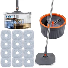 Mop and Bucket Set，Spin Mop and Bucket Set with Separate Dirty and Clean Wate...