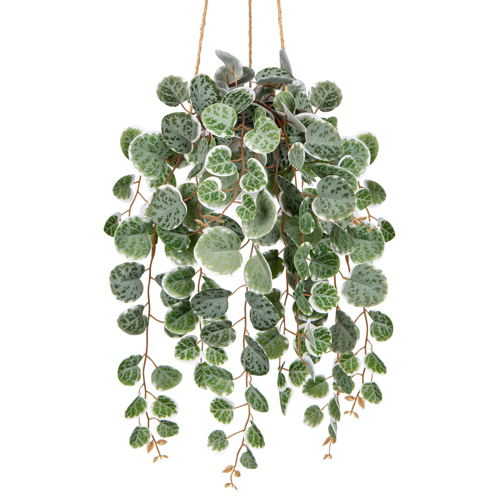 17-Inch Artificial Hanging String of Hearts Vine with Pot Fake Greenery Decor