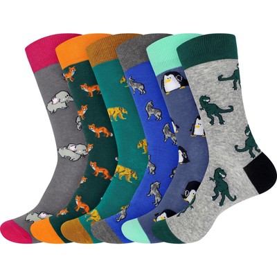 Men's Cotton Novelty Fun Design Socks - Assortment 6B - L/XL - 6 Pairs