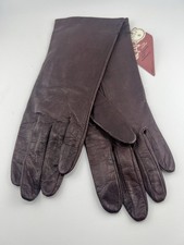 Vintage Aris Women's Brown Fine Leather Gloves Antron Nylon Lining Size 8 NWT