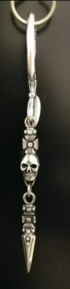 Third Arrows Skull Dagger Keychain 925 Sterling Silver Chain Hook Design - Image 2 of 2
