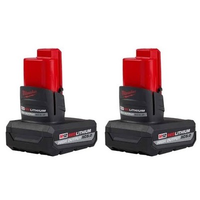 Milwaukee 48-11-2450 12V Lithium-Ion High Output 5Ah Battery 2 Pack New/Sealed