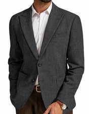 PJ Paul Jones Blazer Jacket Herringbone Dark Gray/ Soft Black Size L New