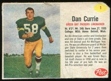 1962 Post Cereal #1 Dan Currie Green Bay Packers