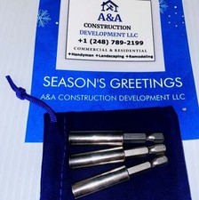  3-PACK NEW 60mm Stainless Steel Magnetic Extension Bit Holder   1/4" Hex