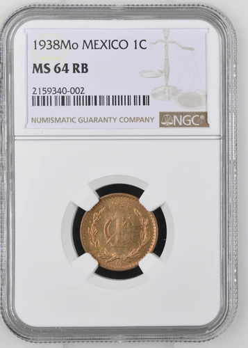 MEXICO 1938 Mo Centavo - NGC MS 64 RB RED BROWN