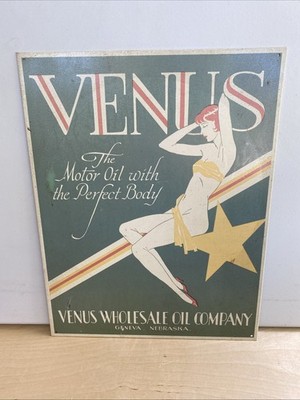 VENUS Motor oil metal sign art deco LADY AND STAR 16x12 Desperate Enterprises
