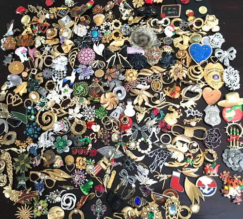 225+ Vintage Costume - Fashion Jewelry HUGE Lot Rhinestone Brooch Pin Rhinestone