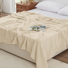 6 Layer 100 Cotton Muslin Blanket, 108"x90" Muslin King Size Blanket for Bed...
