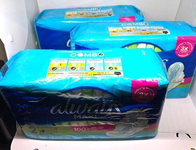 3X  Always Maxi Flexi Wings Size 2 Long Super 32 Pads  New Sealed (96 Totl Pads)