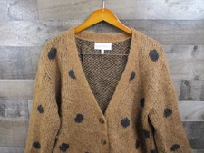 The Great Sweater Womens Small Brown Black Polka Dot Alpaca Blend Cardigan Knit