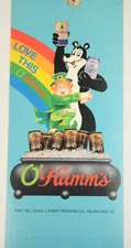 VINTAGE `89 O'HAMM'S ST. PATRICKS DAY BEAR & LEPRECHAUN TABLE TENT SIGN UNFOLDED