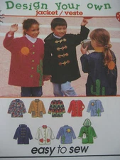 🌸 SIMPLICITY #9303 - CHILDS EASY WINTER JACKET w/TOGGLE BUTTONS PATTERN  3-8 FF
