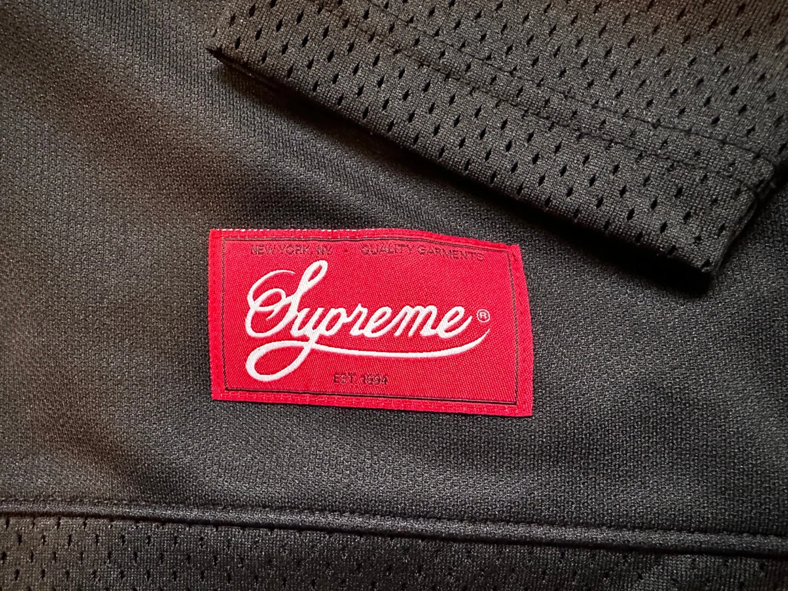 NUOVA Felpa con cappuccio Supreme FW16 logo script hockey jersey nera taglia: piccola scatola ss