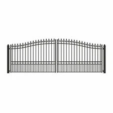 ALEKO Galvanized Steel London Style Dual Swing Driveway Gate 18 ft x 6 ft Black