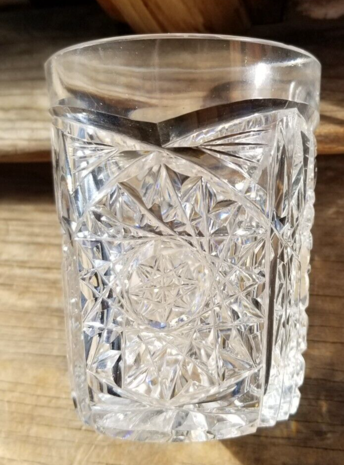 Vintage Star of David Cut Crystal Whisky Sour Glass 3 Panel OF11-image