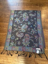 PASHMINA Multicolored Soft 100% Cashmere Scarf 28 X 66 New with Tags!