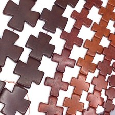 Brown Cross Bead Square Cross Howlite Turquoise 15mm 20mm 35mm 40mm 45mm 15"