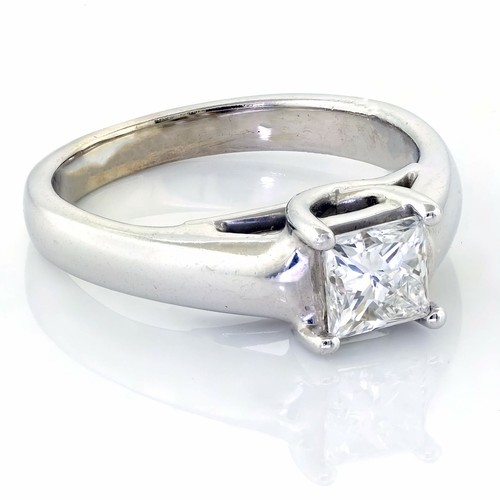 14k White Gold & Platinum Princess Solitaire Bridal Engagement Ring 0.72ct G VVS - Picture 2 of 6