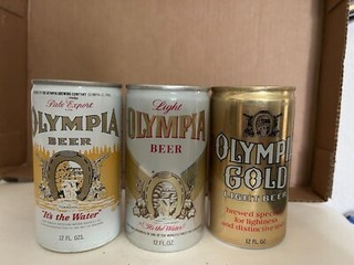 3 1970s Olympia Beer Tab Top Cans Olympia WA EMPTY