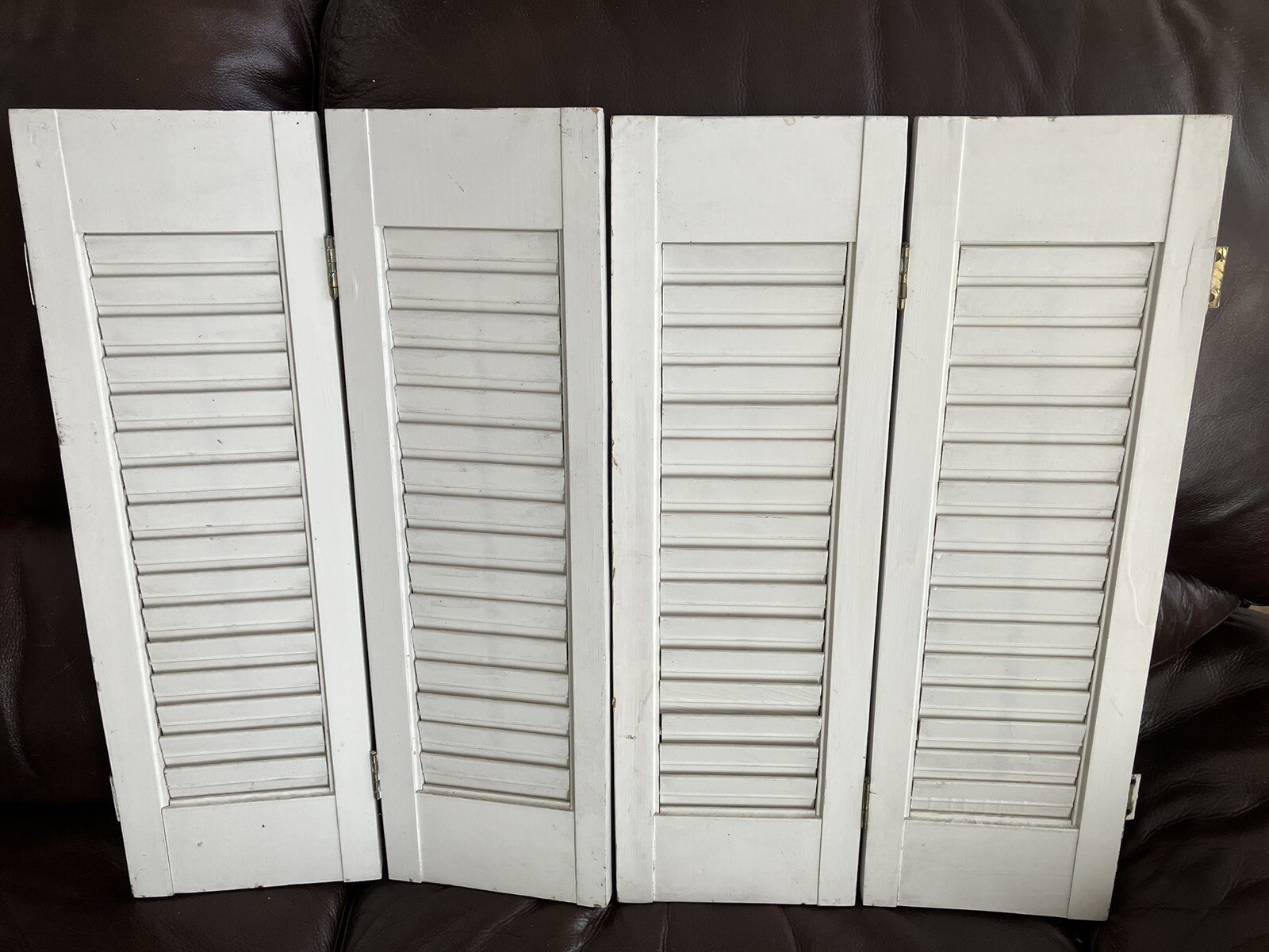Vintage 2 Sets of White Wooden Louvre Window Shutters eBay