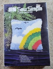 VTG 1970s Sew Simple Latch Hook Kit 12" x 12" Rainbow T522 Sealed Package New