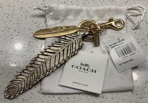 COACH Leather & Metal Multi Feather Bag Charm Fob # 64129 Gold / Platinum NWT | eBay