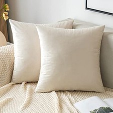 Pack of 2 Velvet Throw Pillow Covers 18x18 Inch Pack of 2 Cream White