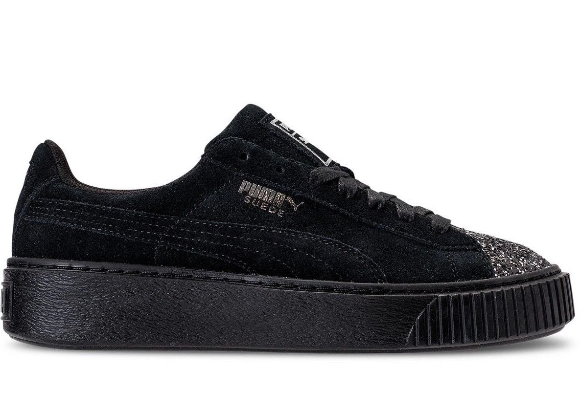 Puma Women\'s SUEDE PLATFORM CRUSHED GEM Shoes Black 365866-01 b | eBay