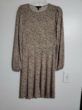 Banana Republic Factory Animal Print Midi Dress Long Sleeves Sz S