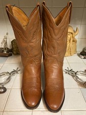 LUCCHESE CLASSIC MADE IN USA BROWN LEATHER WESTERN COWBOY RODEO DANCE BOOTS 9 D