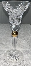 Vintage Interglass Italian Crystal And Gold Taper Candle Holder