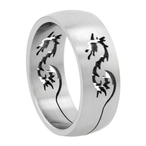 8mm Stainless Steel Dragon Cutout Design Domed Wedding Band Ring eBay