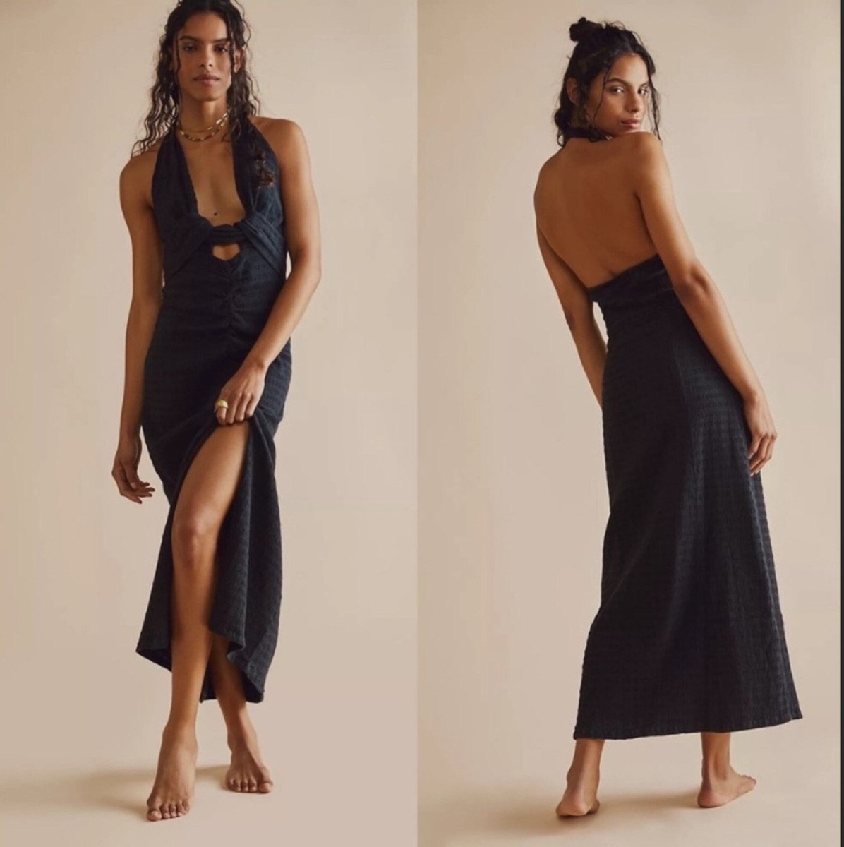 chinese dress ladies Free People One Natasha Thermal Gray Waffle Knit Maxi Dress