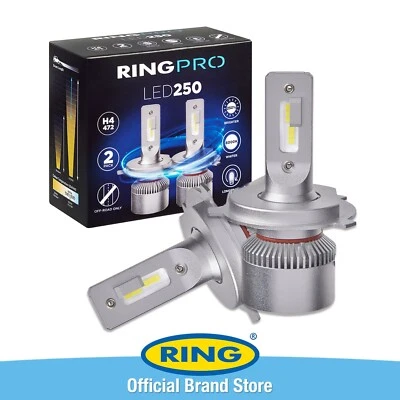 RING AUTOMOTIVE Ring 2x H4 LED Car Headlight Bulbs Plug Play 6000K CANbus High & Low Beam