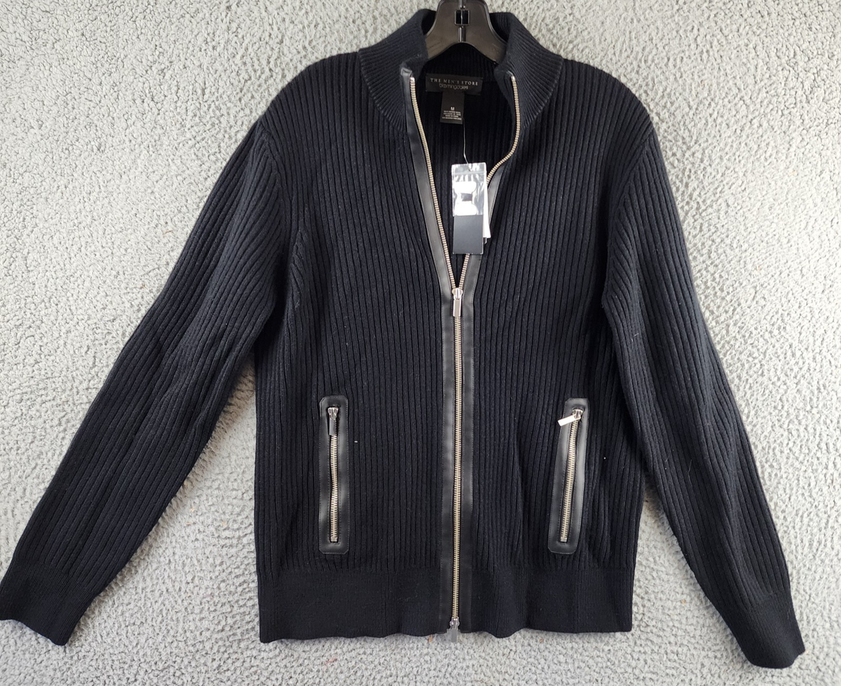 The Men's Store at Bloomingdale's Zip Cardigan Merino Wool Sweater Men's M  Black