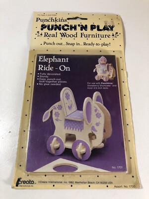 Vintage 1982 Punchkins Punch 'n Play Elephant Ride On  No. 1701 NEW