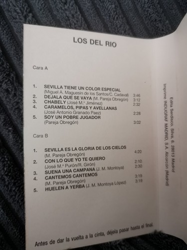 Los Del Rio - Sevilla Tiene Un Color Especial (*Cassette Insert Only*) - Picture 2 of 2