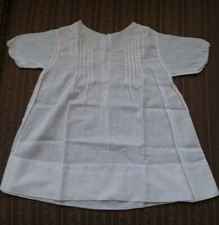 Vintage / Antique White Cotton Child's Dress w/ Tucks Embroidery Details
